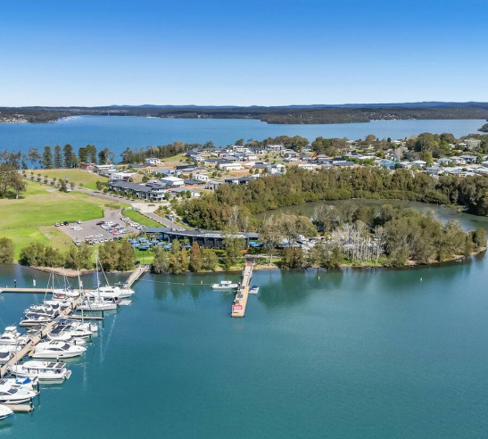 aerial view of trinity point marina