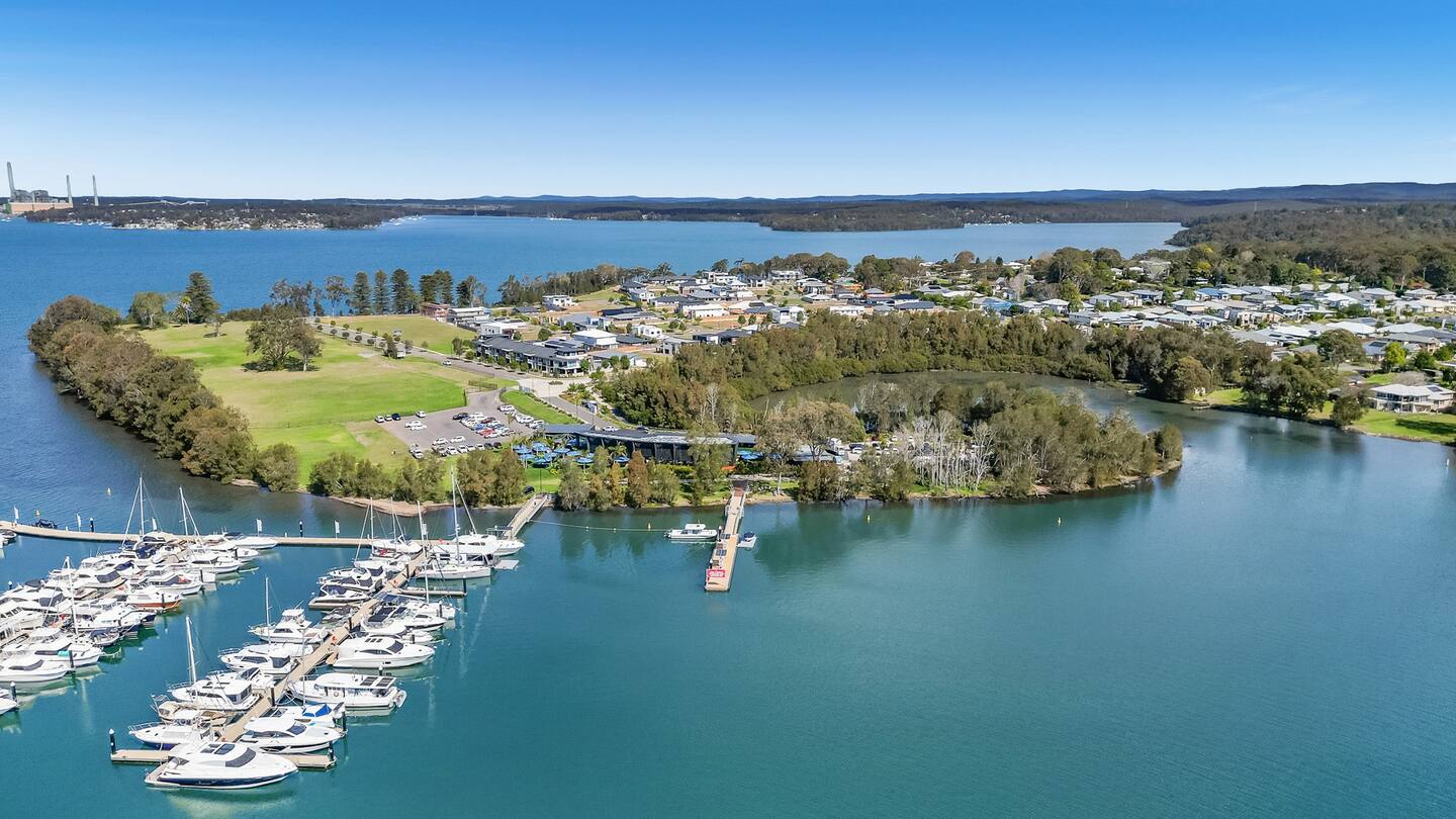 aerial view of trinity point marina